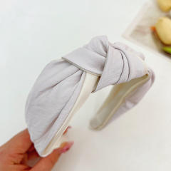 Plain color pu leather knotted headband