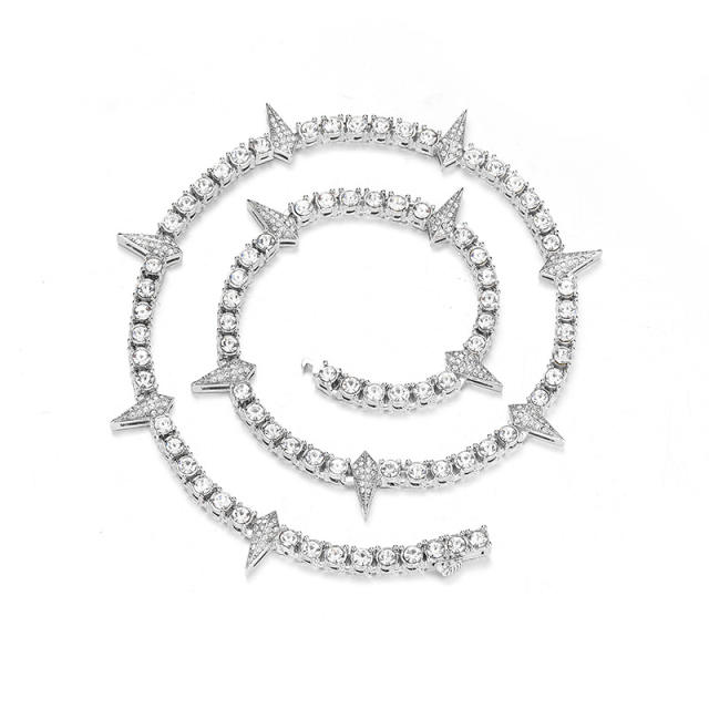 Hiphop rhinestone tennis chain necklace for men