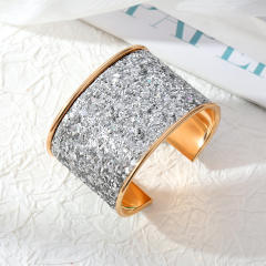 Personality colorful gliter wide bangle