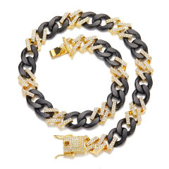 Hiphop rhinestone cuban chain necklace for men
