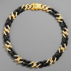 Hiphop rhinestone cuban chain necklace for men