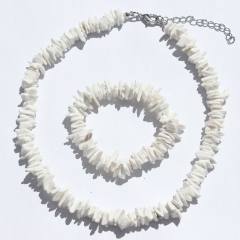Boho beach trend puka shell necklace bracelet