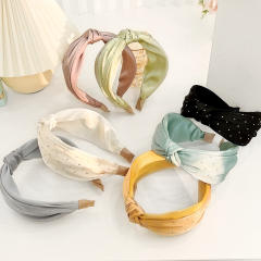 Korean fashion plain color rhinestone stain knotted headband
