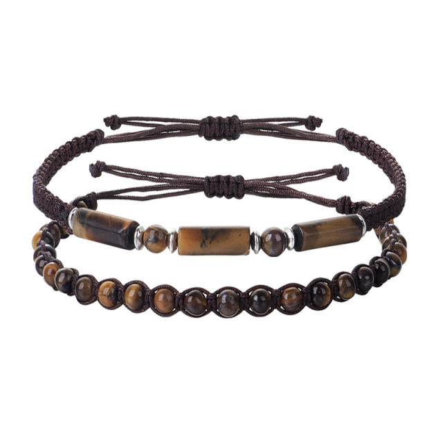 Amazon hot sale natural stone crystal bead couple bracelet