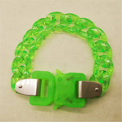 Clear green color acrylic chain buckle necklace