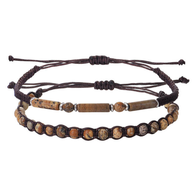 Amazon hot sale natural stone crystal bead couple bracelet