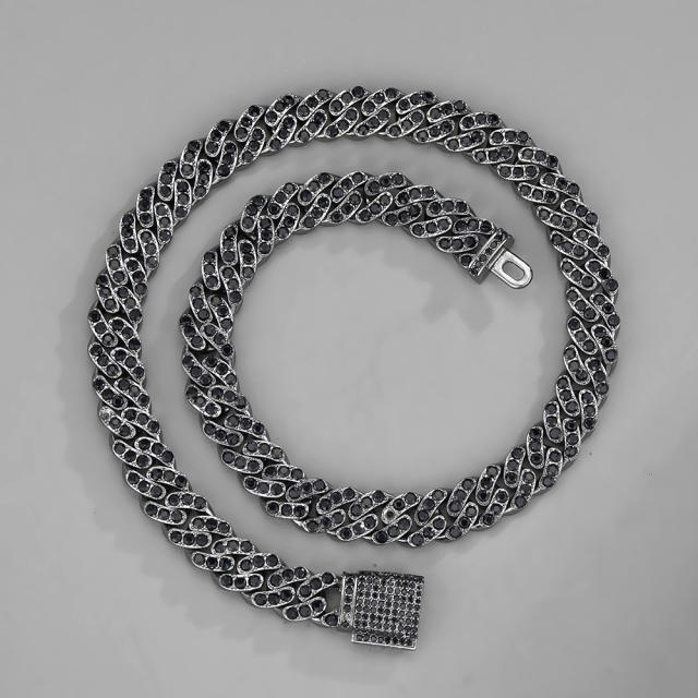 11MM colorful rhinestone cuban chain for men