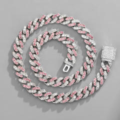 11MM colorful rhinestone cuban chain for men