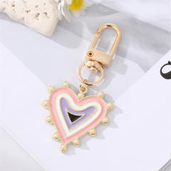 Hot sale color enamel heart evil eye keychain