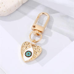 Spring enamel rainbow evil eye heart keychain