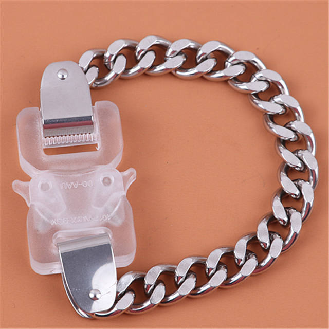 Hiphop stainless steel chain buckle necklace