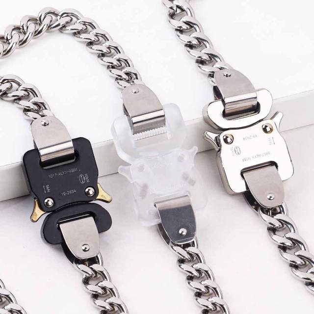 Hiphop stainless steel chain buckle necklace