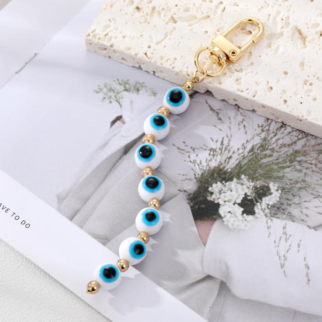 Boho evil eye bead keychain