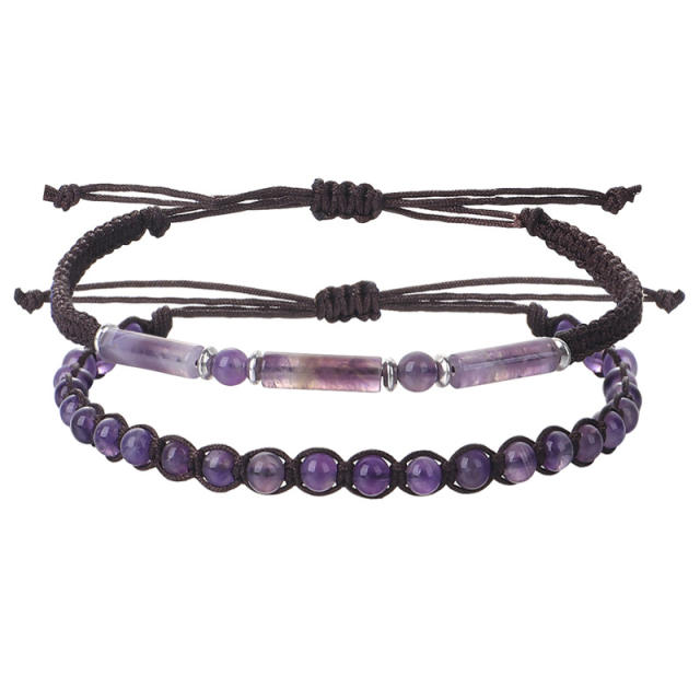 Amazon hot sale natural stone crystal bead couple bracelet