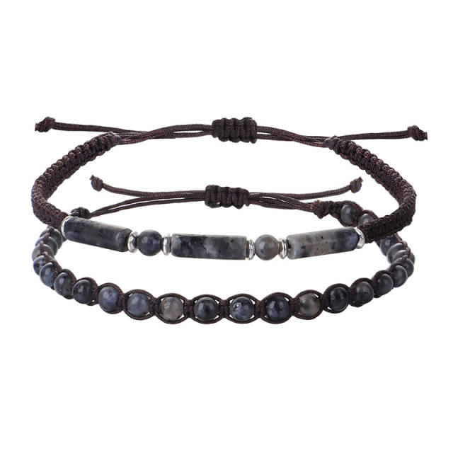 Amazon hot sale natural stone crystal bead couple bracelet