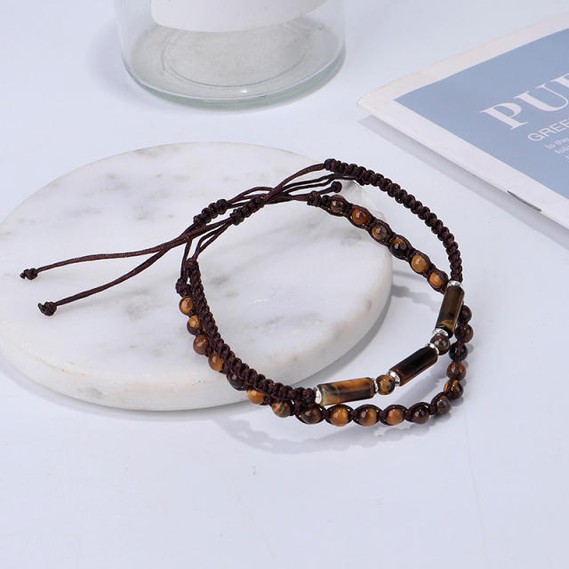 Amazon hot sale natural stone crystal bead couple bracelet