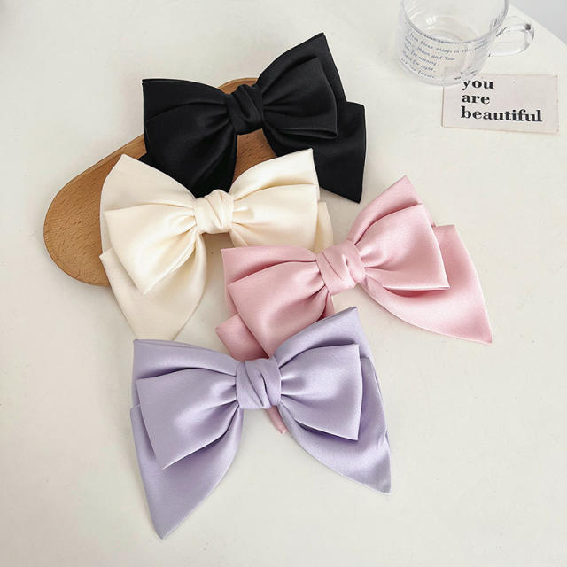 Classic satin bow french barrette hair clips