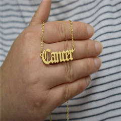 Vintage letter zodiac stainless steel necklace
