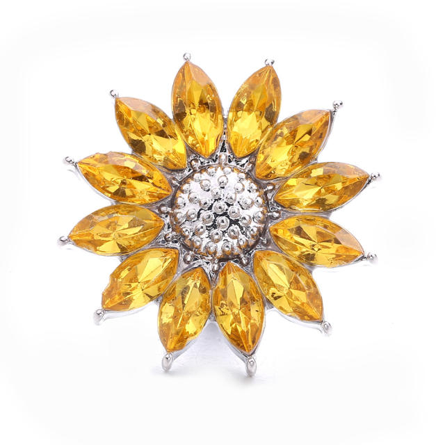 18mm sweet color rhinestone sunflower snap jewelry