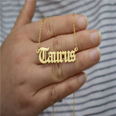 Vintage letter zodiac stainless steel necklace
