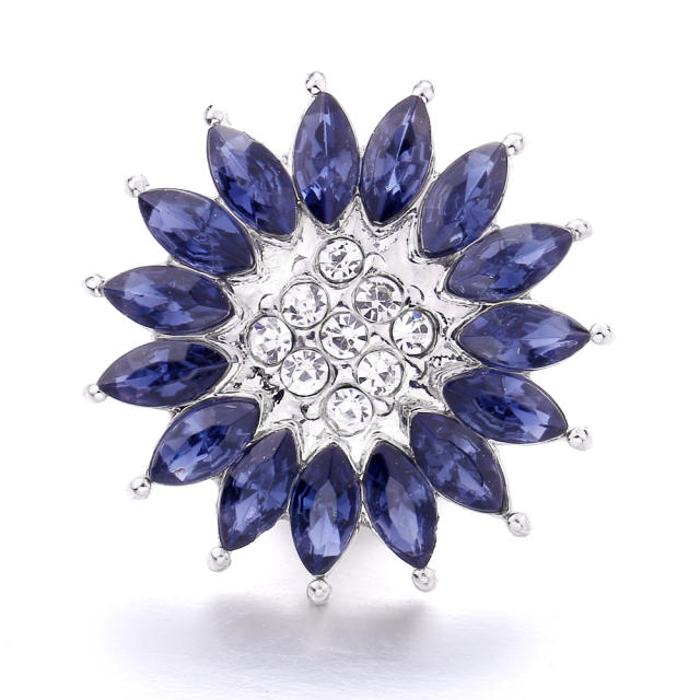 18mm color glass crystal sunflower snap jewelry