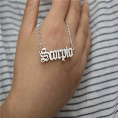 Vintage letter zodiac stainless steel necklace