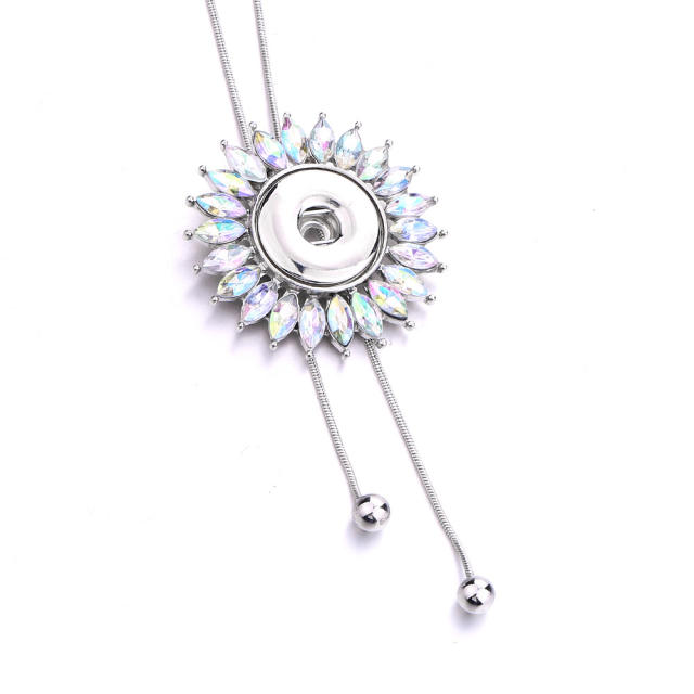 18mm eleganat rhinestone sunflower snap jewelry necklace