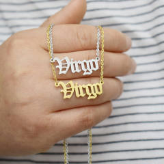 Vintage letter zodiac stainless steel necklace
