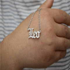 Vintage letter zodiac stainless steel necklace