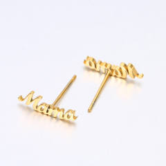Concise mama stainless steel mother's day studs earrings