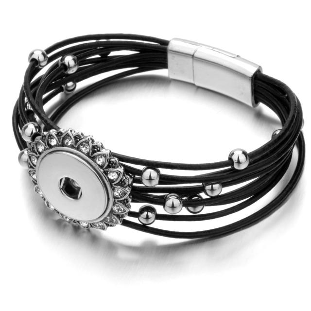 18mm vintage pu leather snap jewelry bracelet