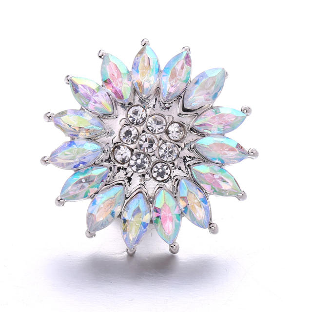 18mm color glass crystal sunflower snap jewelry