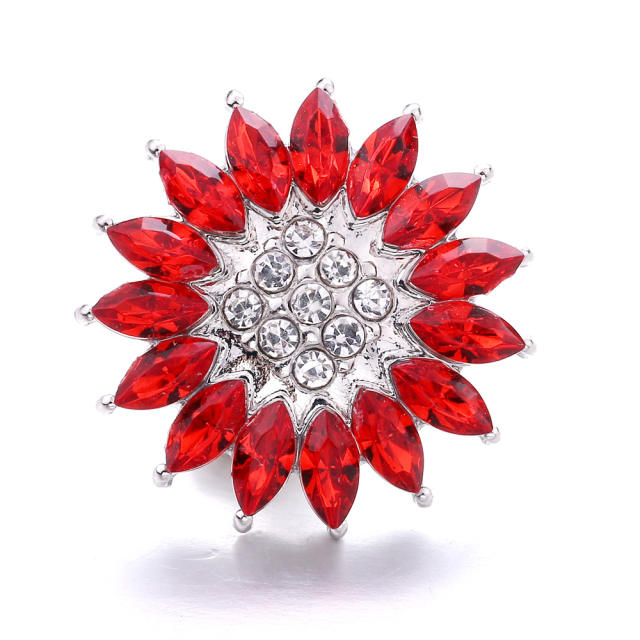 18mm color glass crystal sunflower snap jewelry