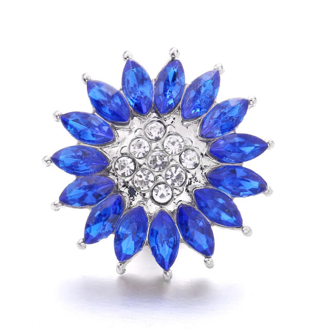 18mm color glass crystal sunflower snap jewelry