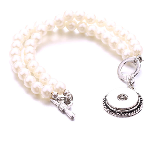 18mm pearl bead snap jewelry charm bracelet