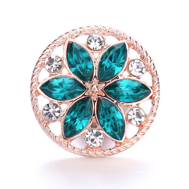 18mm round shape colorful flower snap jewelry