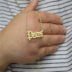 Vintage letter zodiac stainless steel necklace