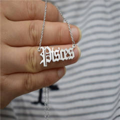 Vintage letter zodiac stainless steel necklace