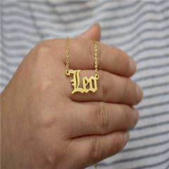 Vintage letter zodiac stainless steel necklace