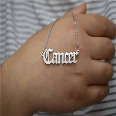 Vintage letter zodiac stainless steel necklace