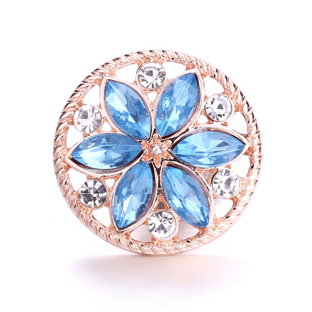 18mm round shape colorful flower snap jewelry