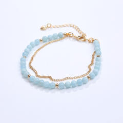 Dainty two layer natural bead bracelet