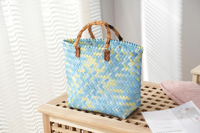 INS natural trend straw large capacity tote bag