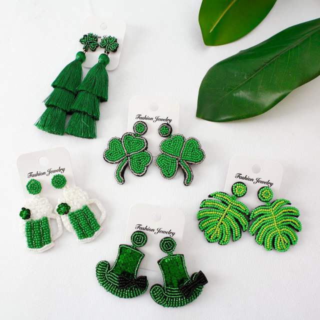 Boho St Patrick series bead earrings