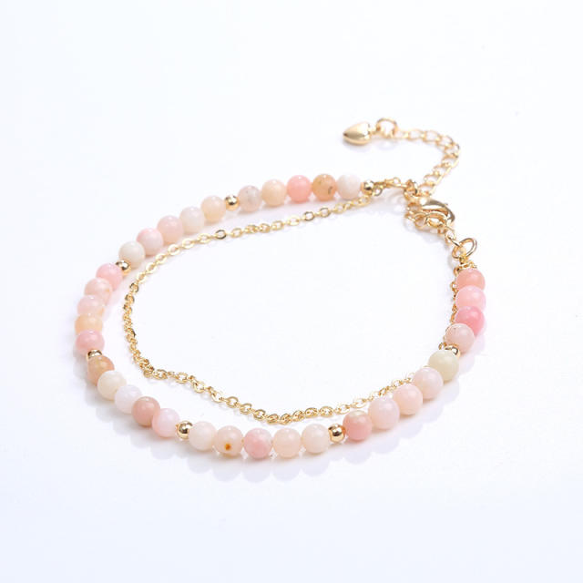 Dainty two layer natural bead bracelet