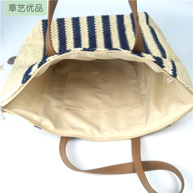 Korean fashion striped corset beach tote bag