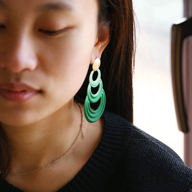 Boho Gradient geometric circle earrings