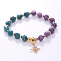 Natural color matching crystal bead bracelet
