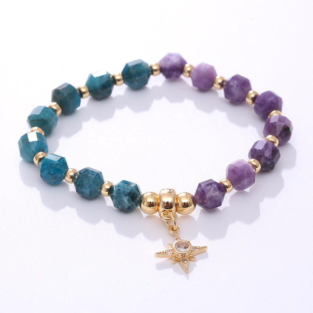 Natural color matching crystal bead bracelet