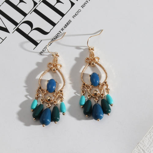 Boho colorful bead tassel earrings